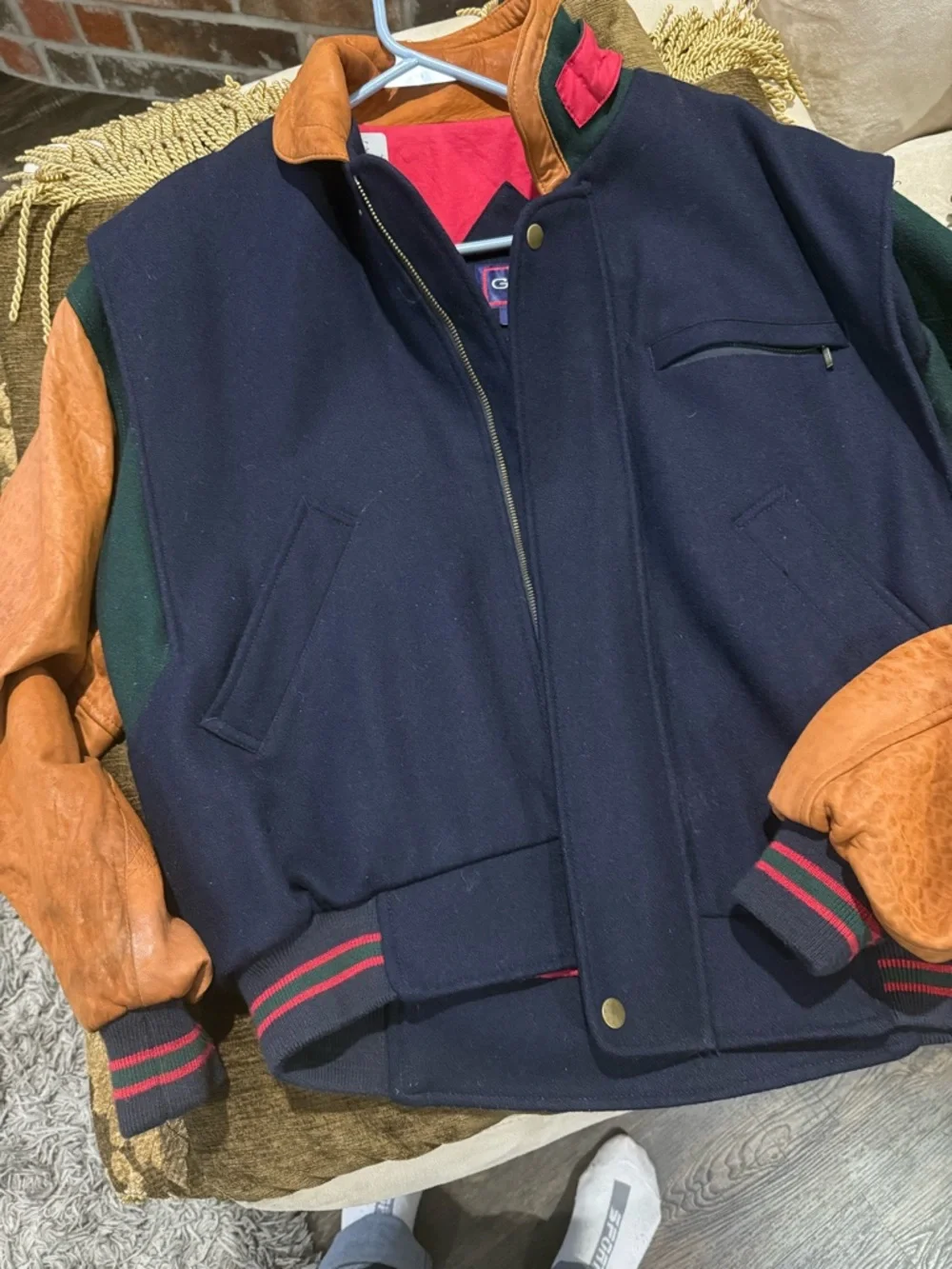 Vintage Gant Colorblock Wool Varsity Jacket Leather Sleeves - Picture 14 of 15